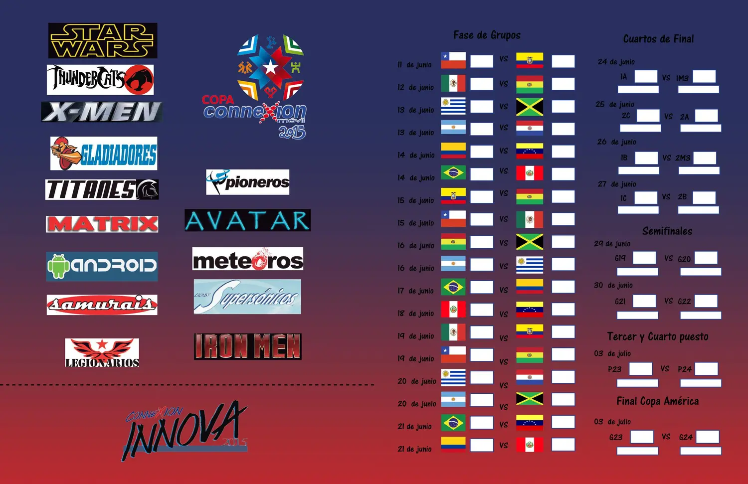 Back-cover and brand-system pages of the Connexion Móvil album