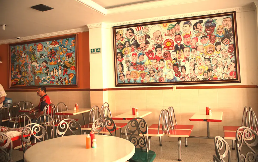 Commissioned illustrated artwork installed in a hospitality interior